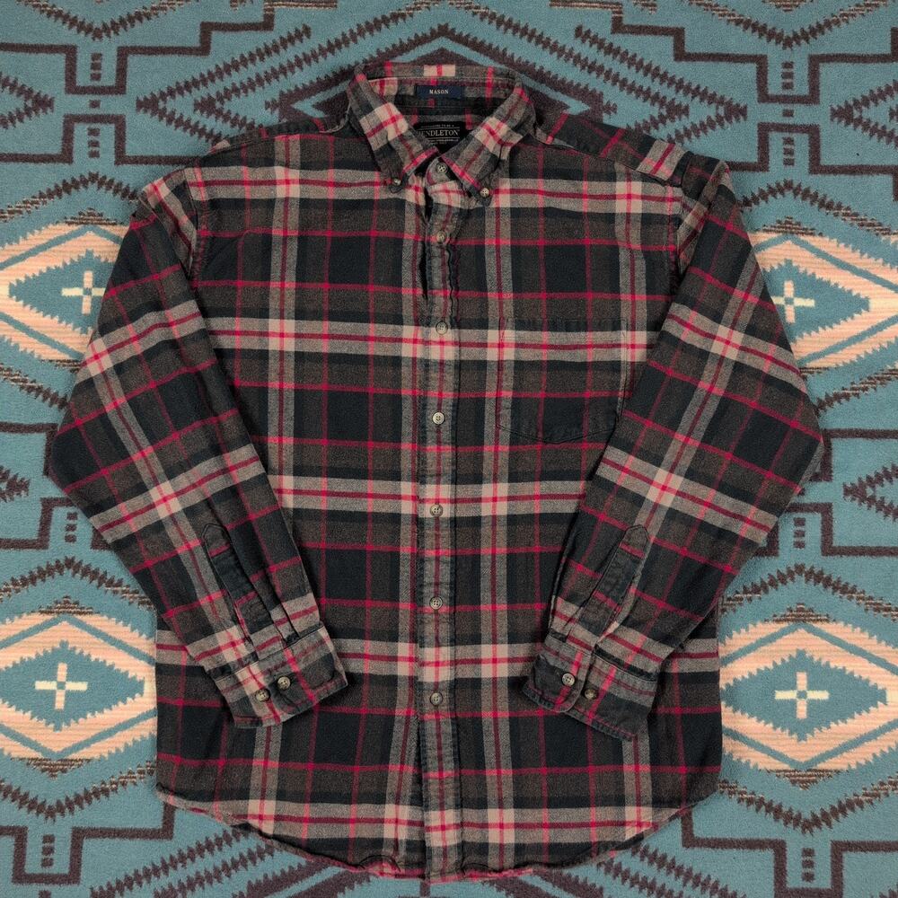 Pendleton Mason Flannel Shirt Red Shadow Plaid Men’s Large Western Country